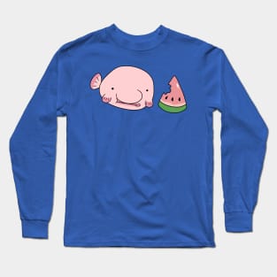 Blobfish Eating Watermelon Long Sleeve T-Shirt